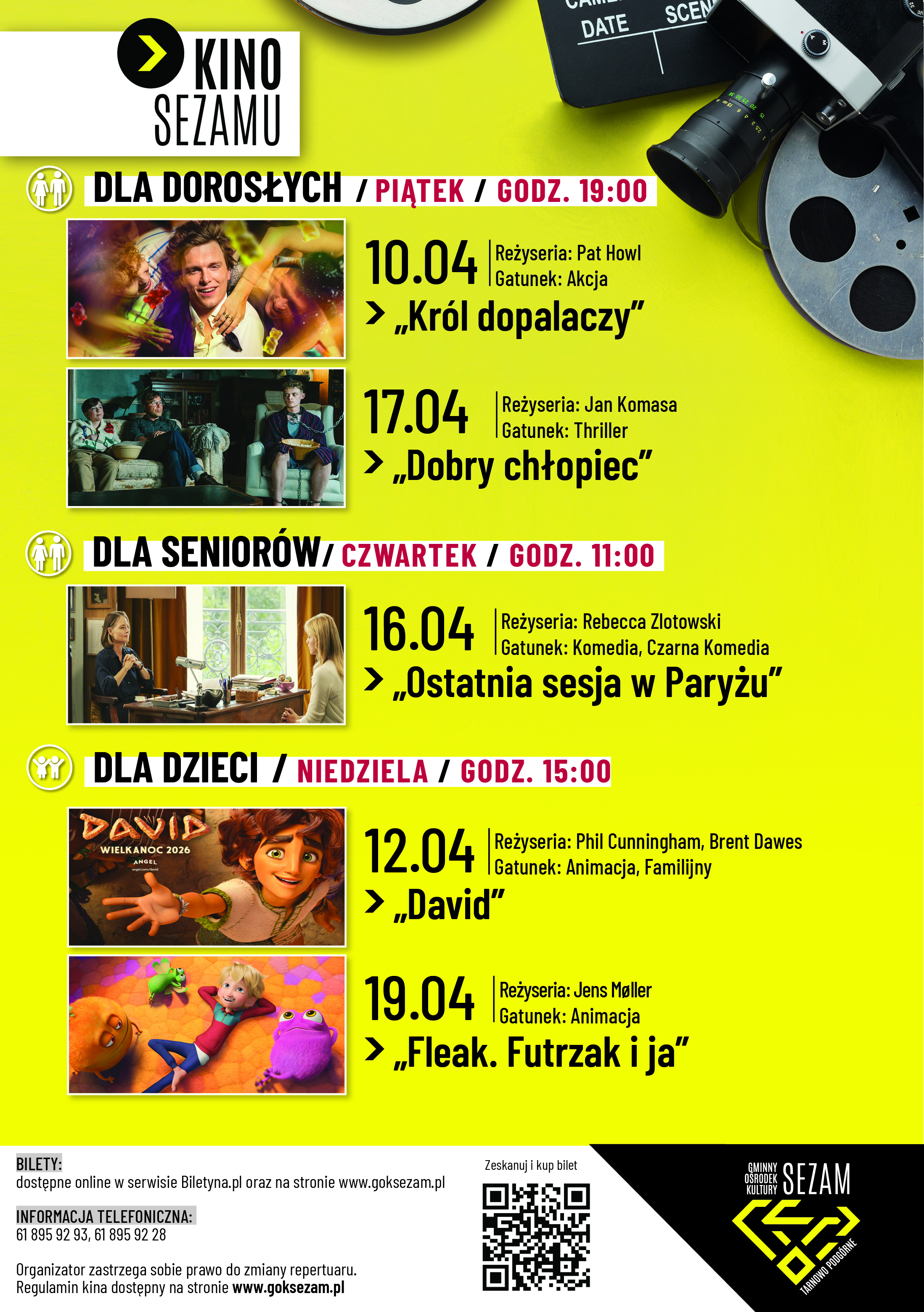 Harmonogram Kina Sezamu (lista seans&oacute;w znajduje się r&oacute;wnież w treści artykułu)